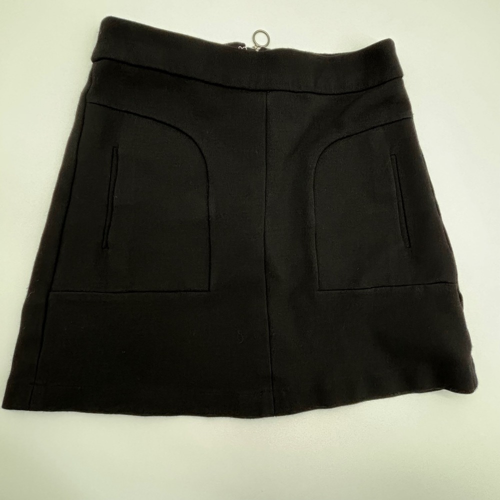 Maeve by Anthropologie Skirt Black A-Line Mini Pockets Modern Career Women's